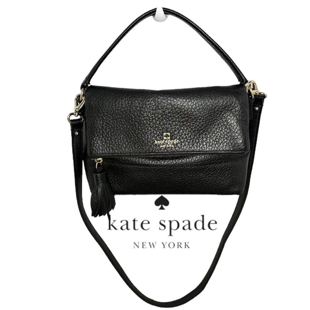 Kate Spade ♠️ Carmen Southport Avenue Pebbled Leather Fold-Over Crossbody Black